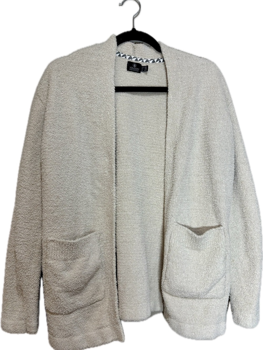 Volcom- Cream Open-Front Cozy Knit Cardigan Jacket